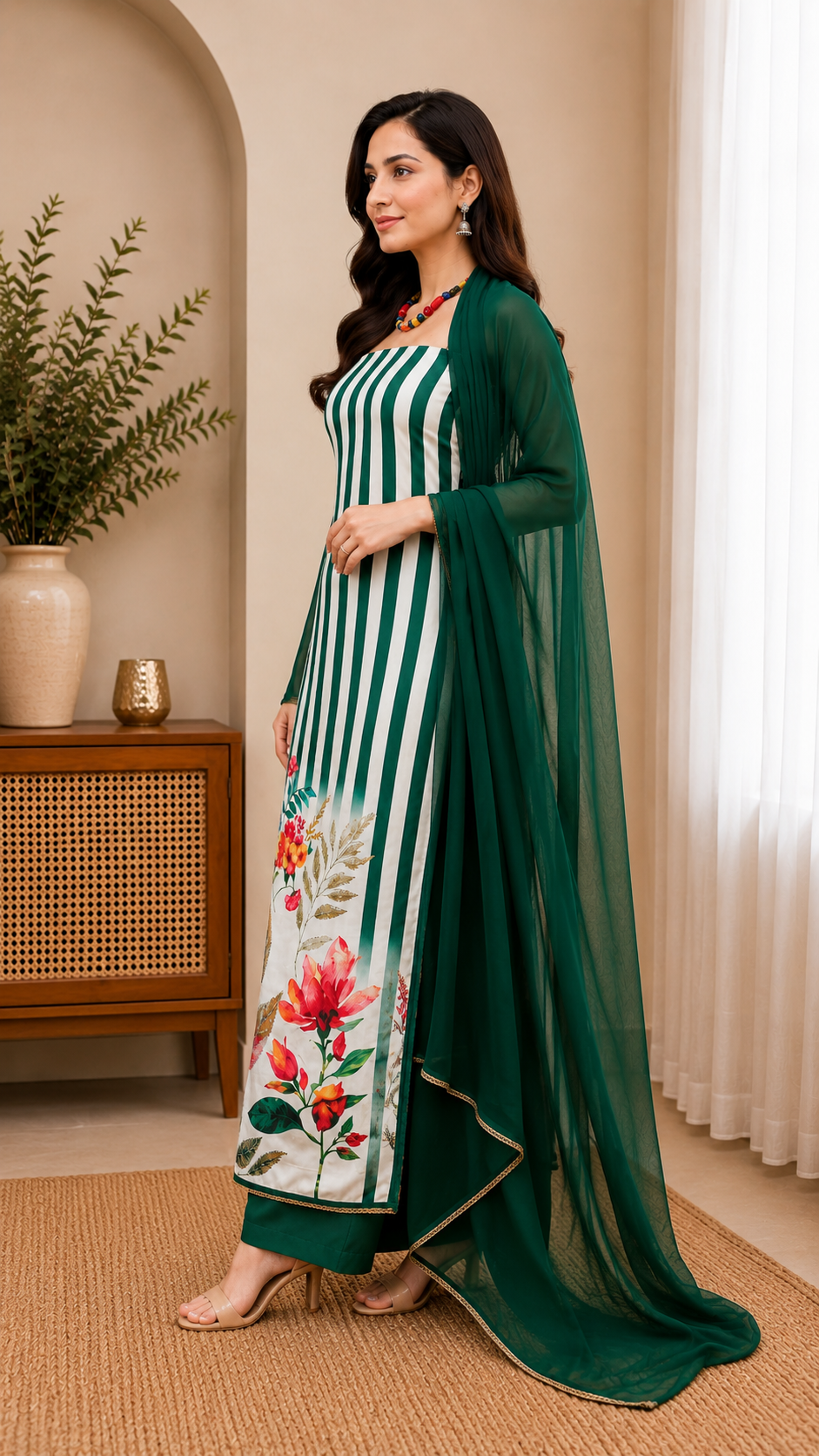 Muslin semi stitched digital print suit