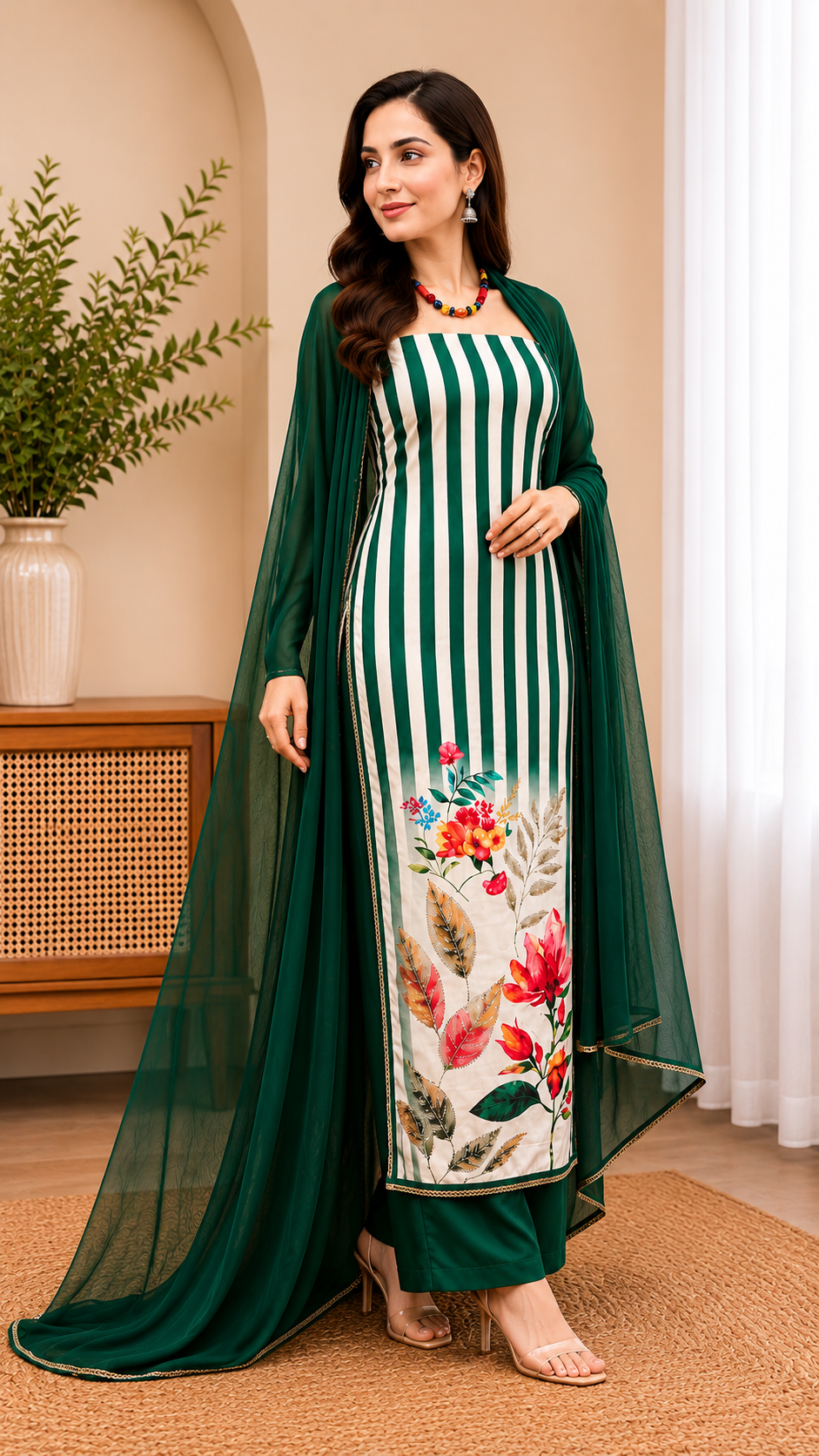 Muslin semi stitched digital print suit
