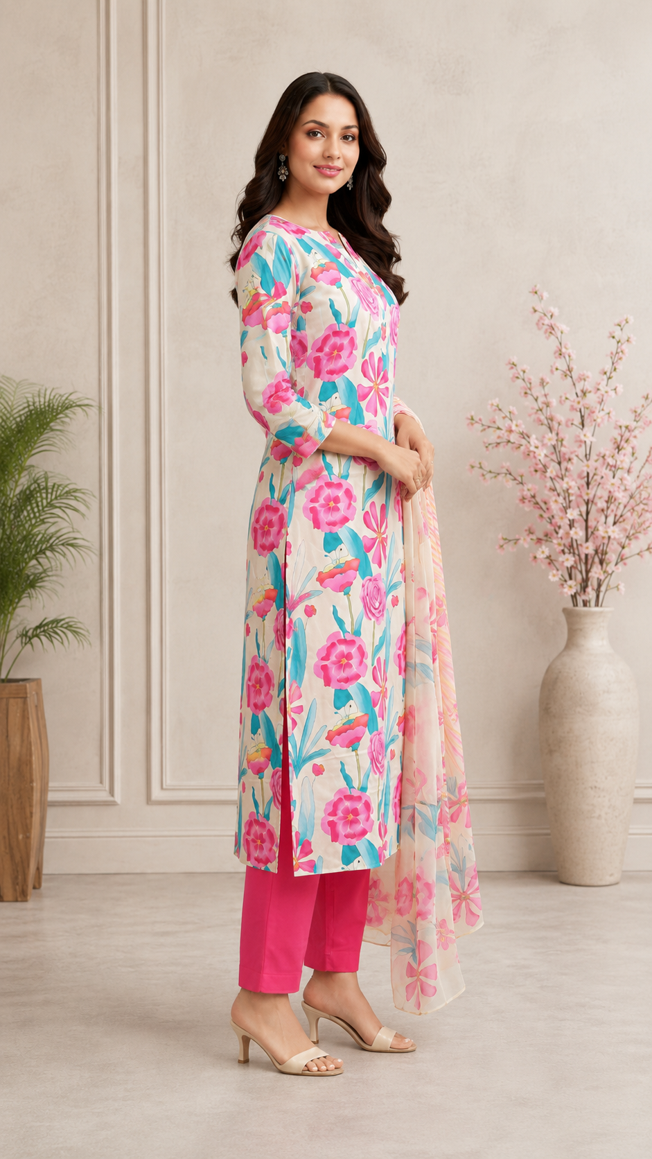 Muslin punjabi print suit