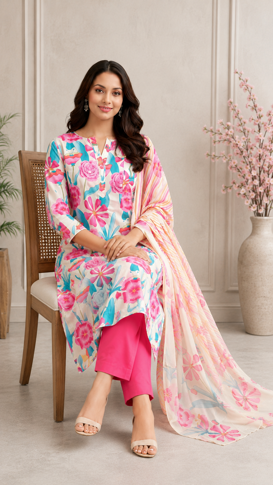 Muslin punjabi print suit