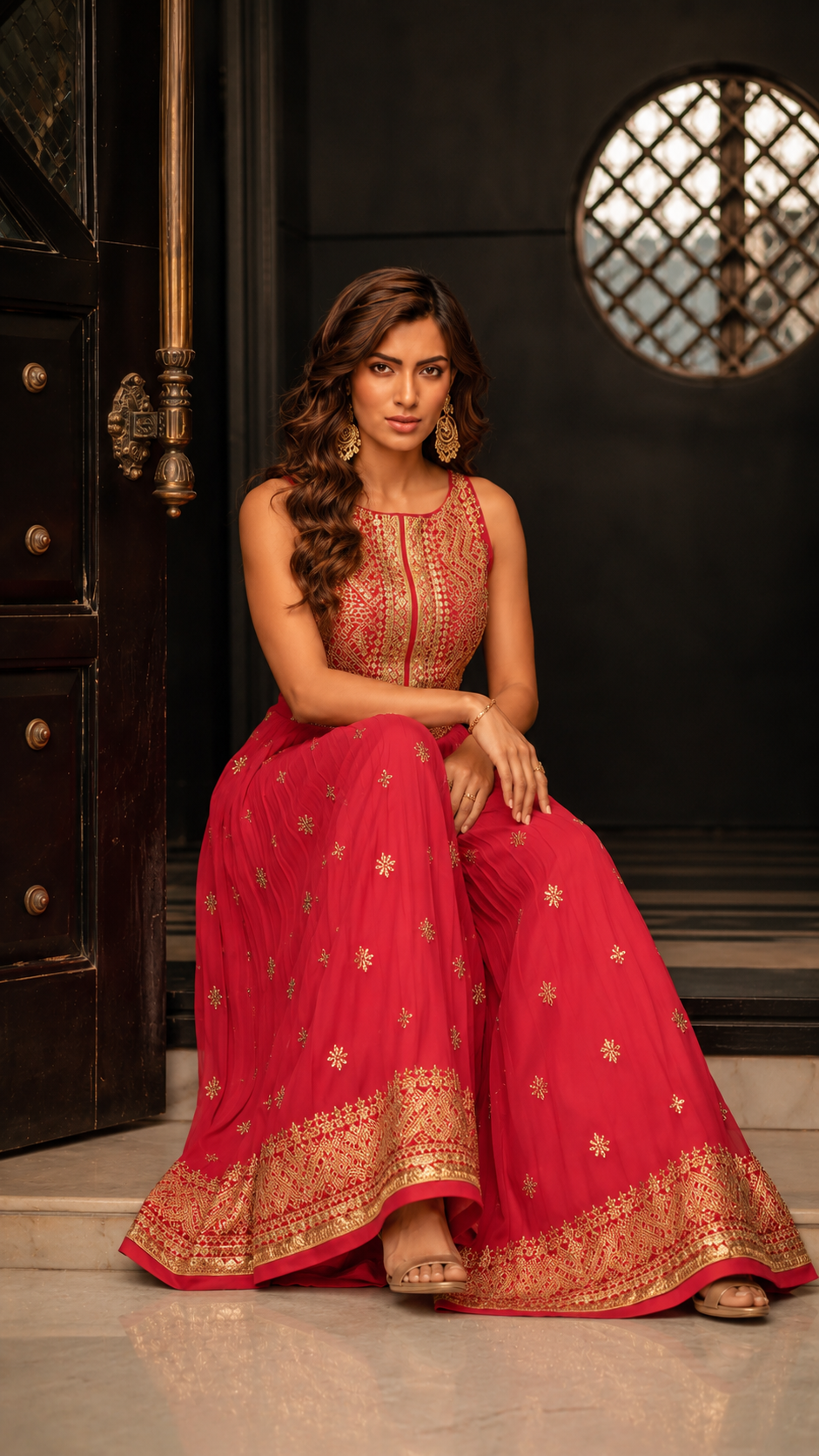 Wedding wear chinon silk jump suit