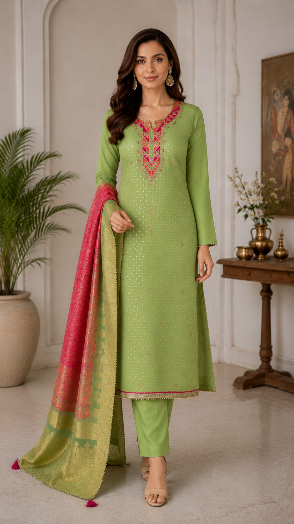 Modal silk zari butta summer wear fancy suit