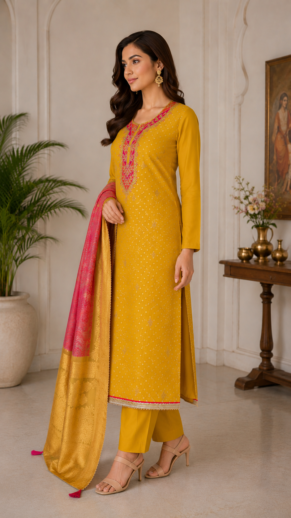 Modal silk zari butta summer wear fancy suit