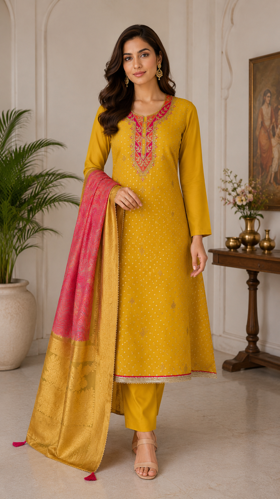 Modal silk zari butta summer wear fancy suit