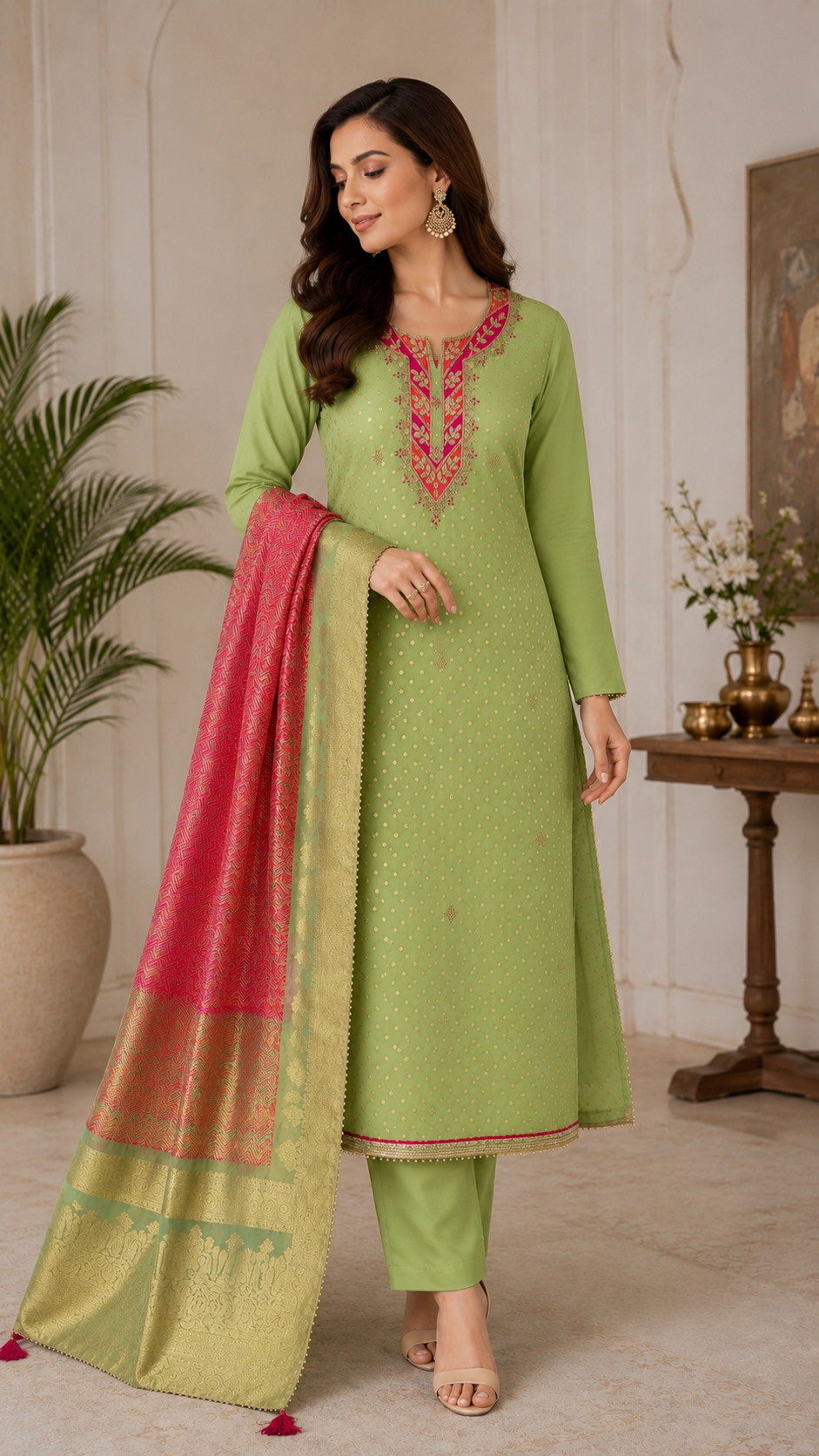 Modal silk zari butta summer wear fancy suit