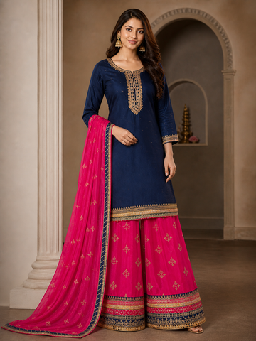 Pure opada silk wedding semi stitched suit
