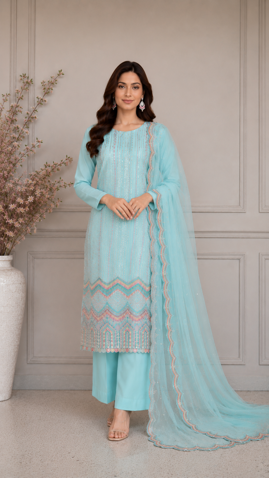 Designer sequence work party wear stylish suit