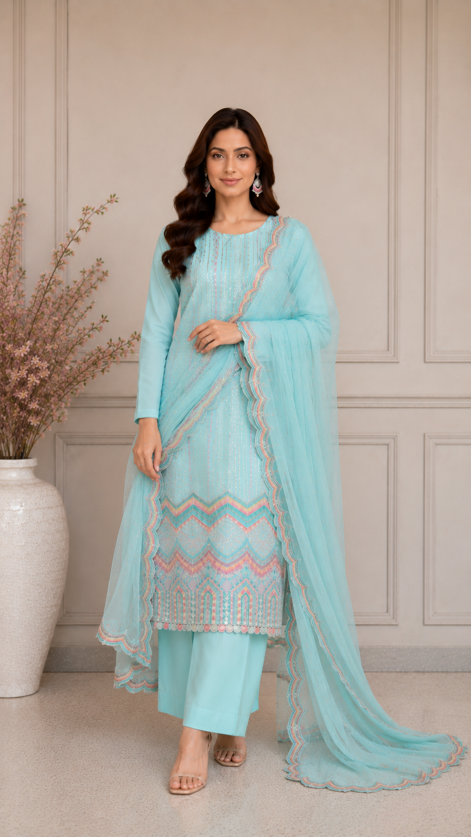 Designer sequence work party wear stylish suit