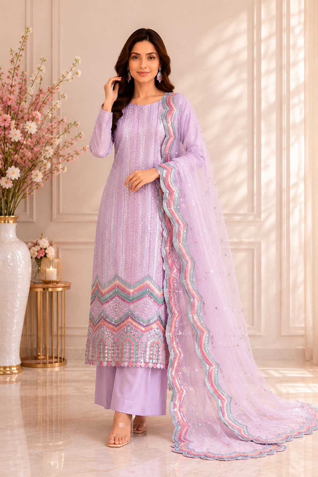 Designer sequence work party wear stylish suit