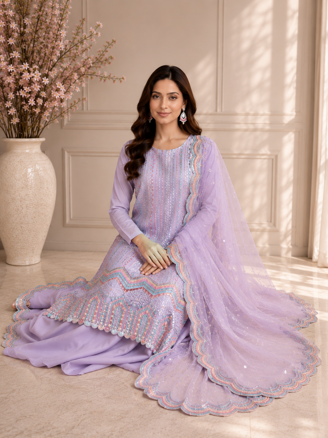 Designer sequence work party wear stylish suit