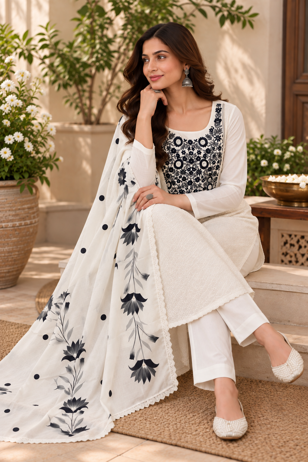 Pure cotton chickenkari special embroidered suit