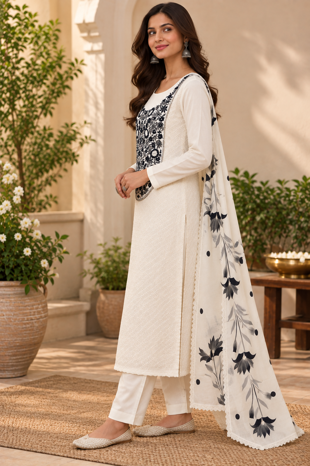 Pure cotton chickenkari special embroidered suit