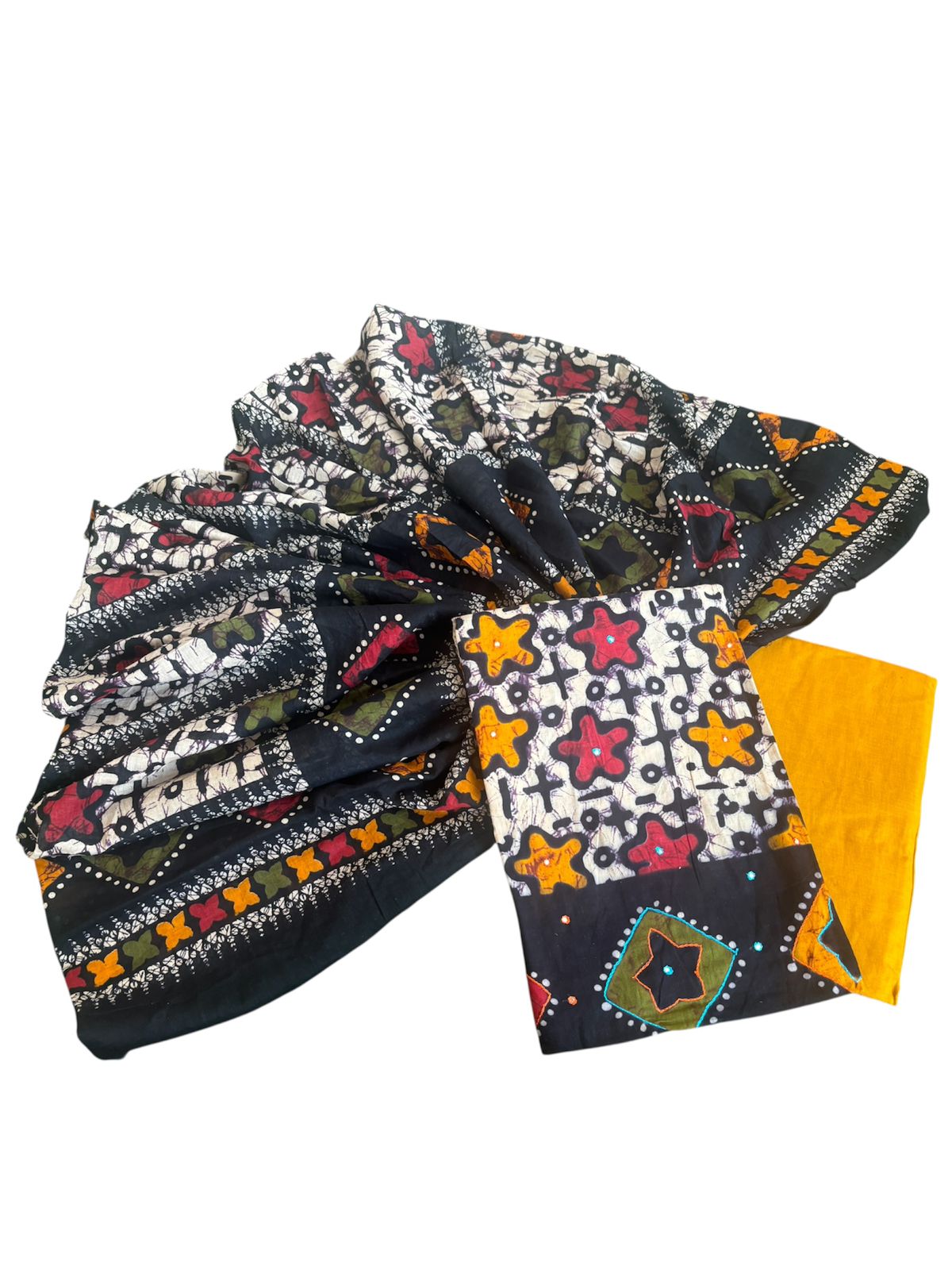Pure cotton designer batik print suit with cotton dupatta