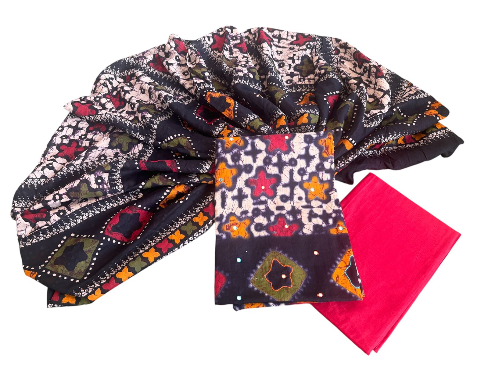 Pure cotton designer batik print suit with cotton dupatta