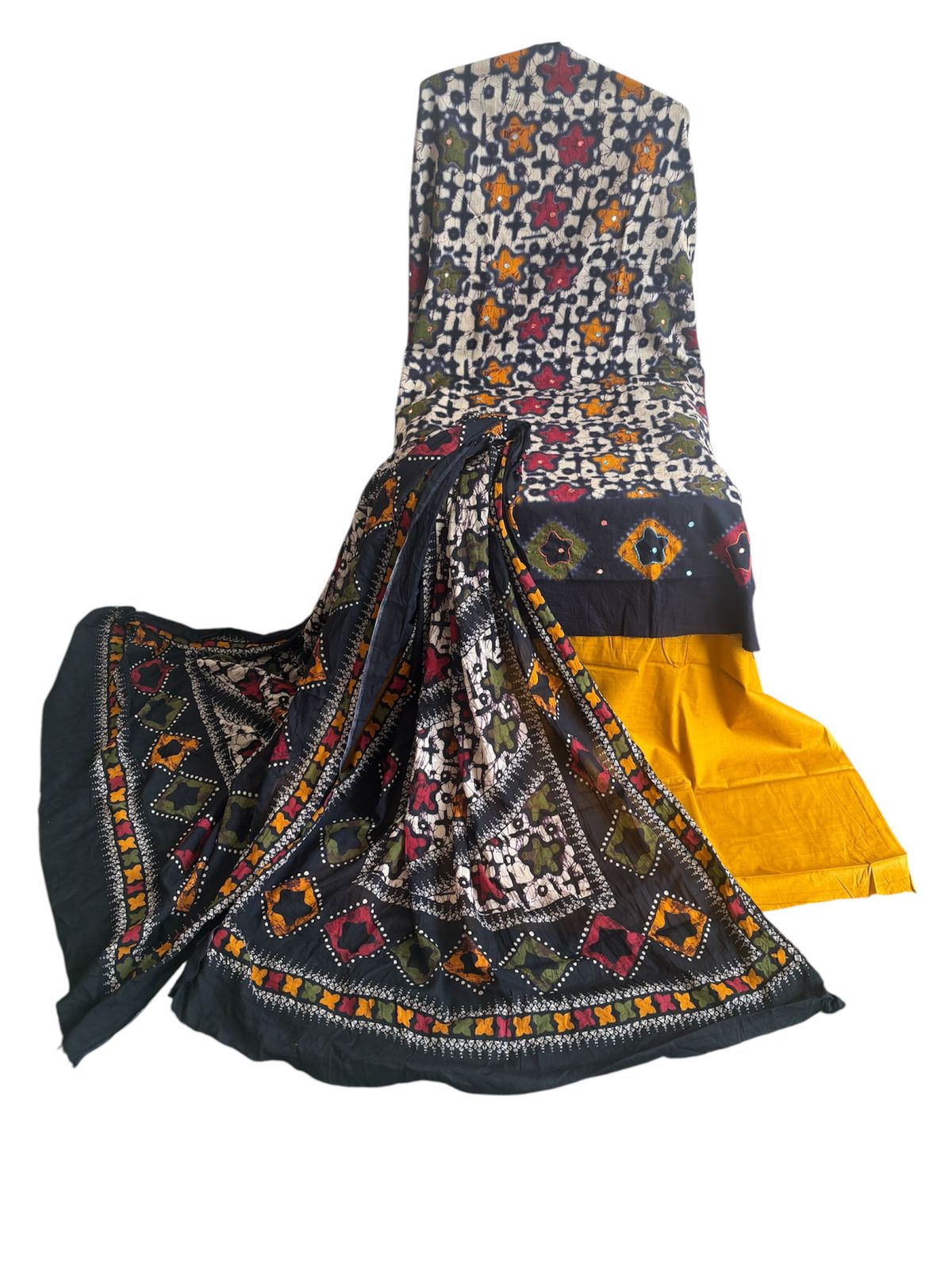 Pure cotton designer batik print suit with cotton dupatta