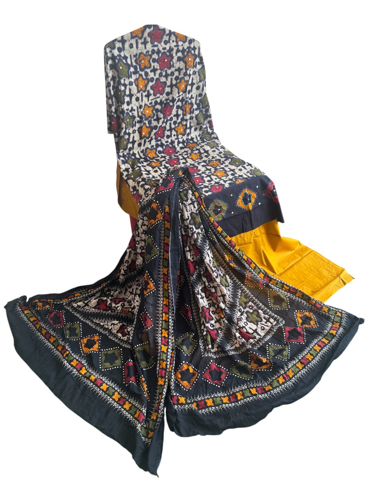 Pure cotton designer batik print suit with cotton dupatta