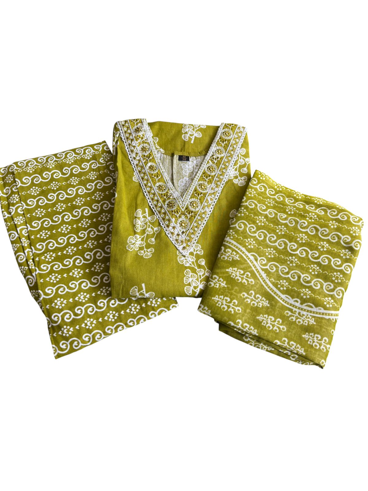 Daily wear / office wear slub cotton kurti, bottom and dupatta set