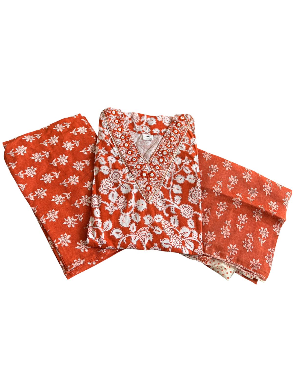 Daily wear / office wear slub cotton kurti, bottom and dupatta set
