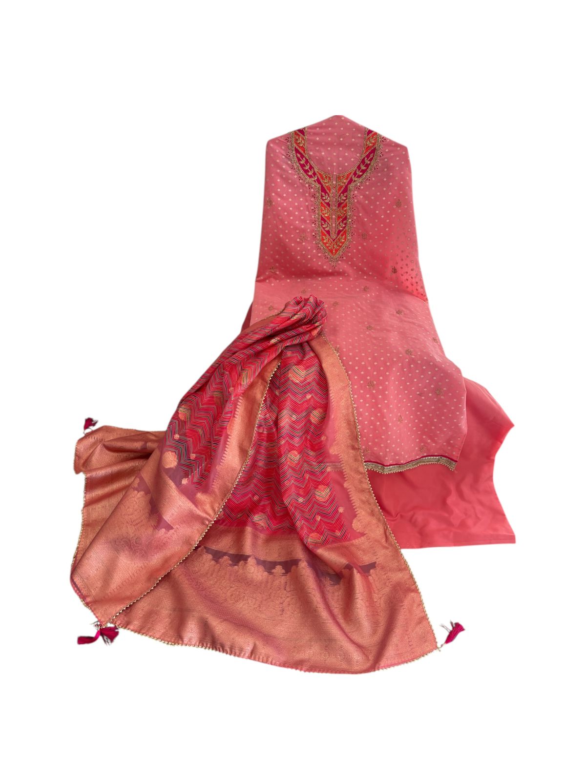 Modal silk zari butta summer wear fancy suit