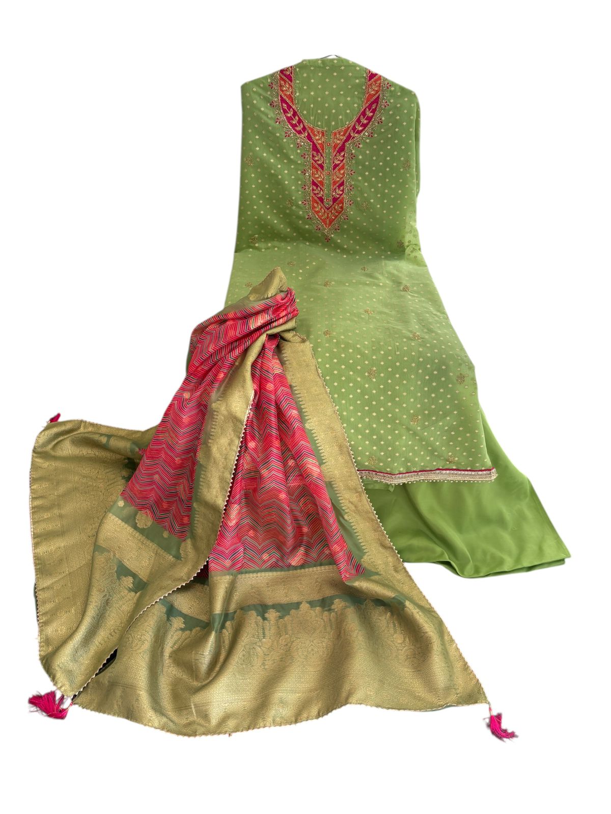 Modal silk zari butta summer wear fancy suit