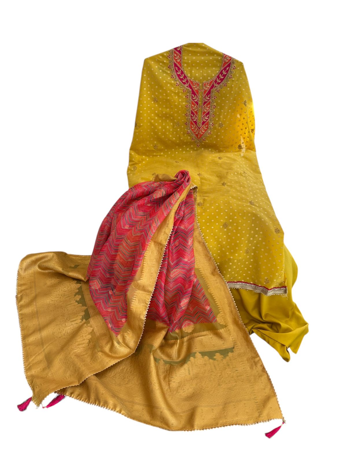 Modal silk zari butta summer wear fancy suit