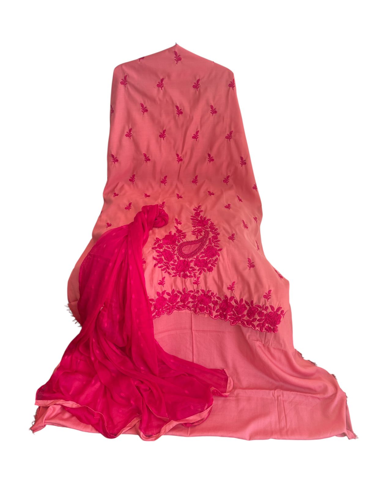 Muslin party wear pearls work suit