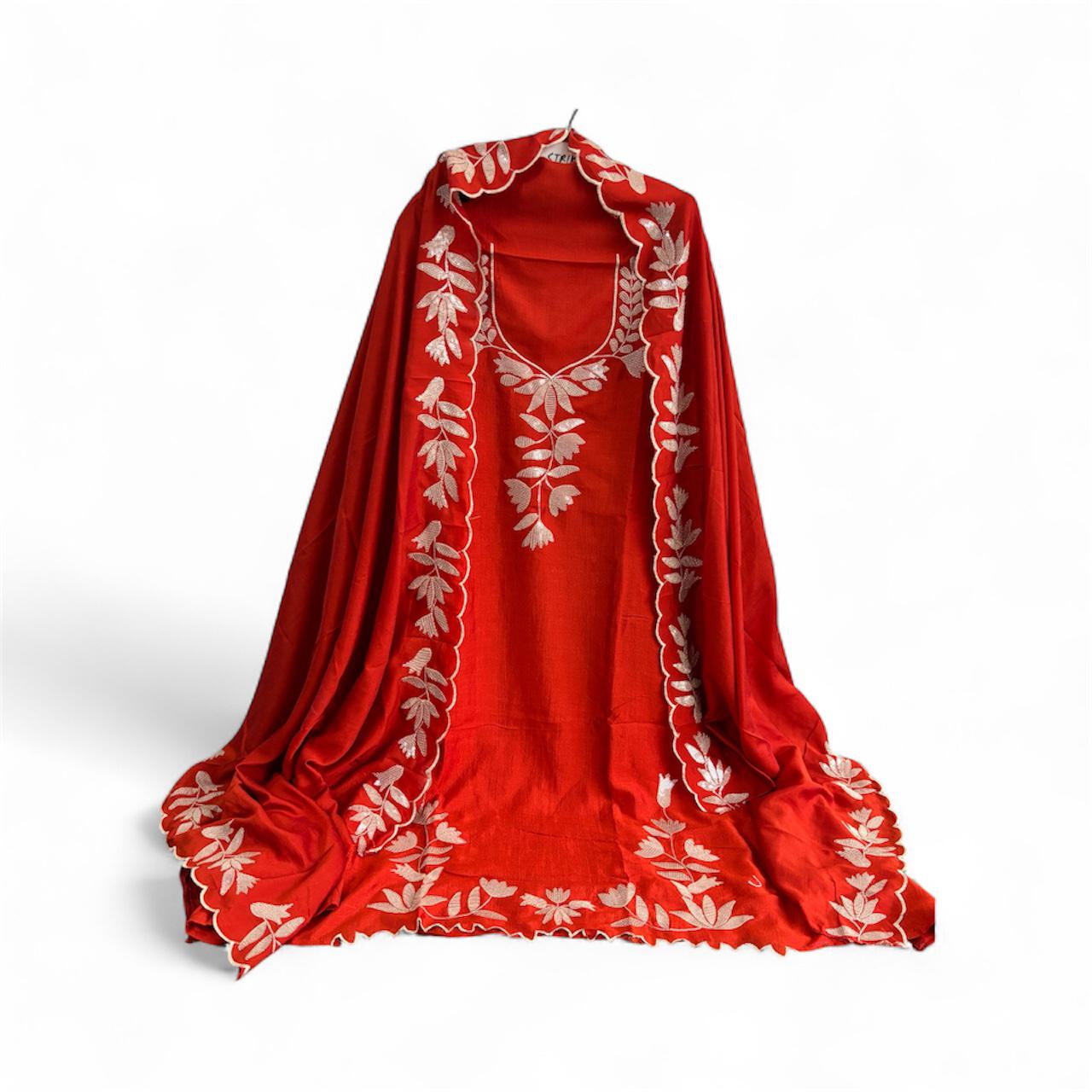 Vichitra silk unstitched designer suit